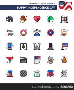 Set of 25 USA Day Icons American Symbols Independence Day Signs for western  household  american  door  protection Editable USA Day Vector Design Elements
