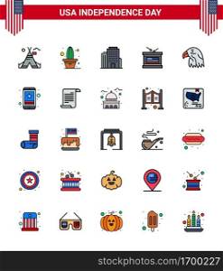 Set of 25 USA Day Icons American Symbols Independence Day Signs for eagle  animal  building  independence day  holiday Editable USA Day Vector Design Elements