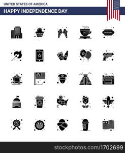 Set of 25 USA Day Icons American Symbols Independence Day Signs for hot i  dog  ice  hot dog  cup Editable USA Day Vector Design Elements