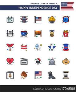 Set of 25 USA Day Icons American Symbols Independence Day Signs for shield  american  states  cake  muffin Editable USA Day Vector Design Elements