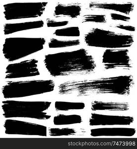 set of 25 vector brush strokes and stains . vector ink brush stains set