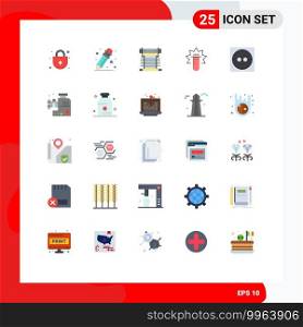 Set of 25 Vector Flat Colors on Grid for meat chopper, socket, cpu, electric, medical Editable Vector Design Elements