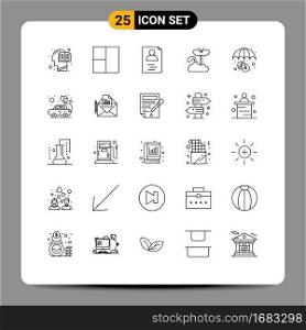 Set of 25 Vector Lines on Grid for car, insurance, profile, finance, maturity Editable Vector Design Elements