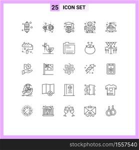 Set of 25 Vector Lines on Grid for chinese, tech, education, smart, robot Editable Vector Design Elements
