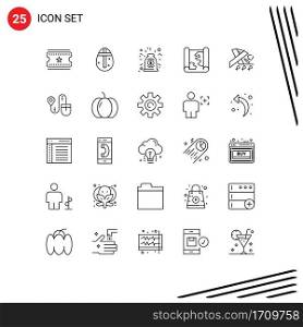 Set of 25 Vector Lines on Grid for ribbon, stethoscope, collaboration, point, map Editable Vector Design Elements
