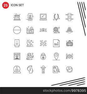 Set of 25 Vector Lines on Grid for skateboard, jewelry, monitor, cross, necklace Editable Vector Design Elements