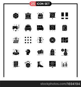 Set of 25 Vector Solid Glyphs on Grid for layout, collage, eco, presentation, analytics Editable Vector Design Elements