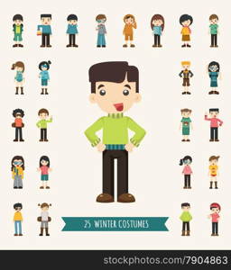 Set of 25 winter collection character , eps10 vector format