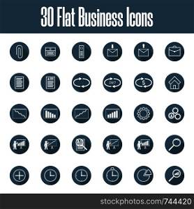 Set of 30 Vector Flat Business Icons. Business, Finance, Management, Time, Support, Service. Vector illustration for Your Design, Web, App.