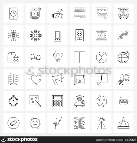 Set of 36 Line Icon Signs and Symbols of customer, share, goggles, server, device Vector Illustration