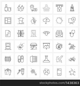 Set of 36 Line Icon Signs and Symbols of dollar, state, location, speaker, institution Vector Illustration