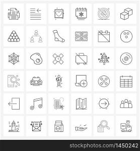 Set of 36 Line Icon Signs and Symbols of snow flakes, Christmas calendar, up, frame, valentine Vector Illustration