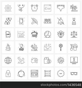 Set of 36 Line Icon Signs and Symbols of underwear, password, valentine, page, time Vector Illustration