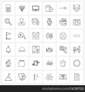 Set of 36 Modern Line Icons of arrow, delivery, laptop, arrow, box Vector Illustration