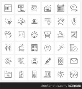 Set of 36 Modern Line Icons of space, lab, rental, letter, chat Vector Illustration