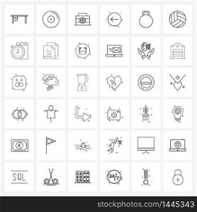 Set of 36 Modern Line Icons of sports, weight lifting, healthcare, button, arrow Vector Illustration