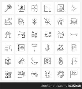 Set of 36 Modern Line Icons of storage, data, conditioner, down right, small Vector Illustration