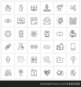 Set of 36 Simple Line Icons for Web and Print such as wrench, labor, dollar, labour, internet Vector Illustration