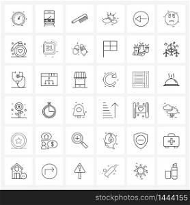 Set of 36 Simple Line Icons for Web and Print such as circle, weather, comb, sunny, sun Vector Illustration