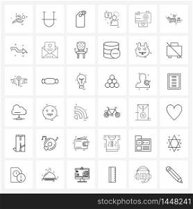 Set of 36 Simple Line Icons for Web and Print such as love, chat, label, money, avatar Vector Illustration