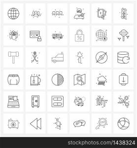 Set of 36 Simple Line Icons of card, sports, user interface, avatar, avatar Vector Illustration