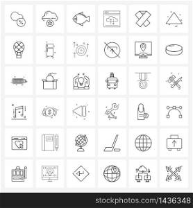 Set of 36 Simple Line Icons of hive, browser, fish, cloud, upload Vector Illustration
