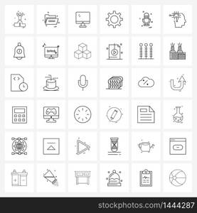 Set of 36 Simple Line Icons of recording, microphone, computer, engine, gear Vector Illustration