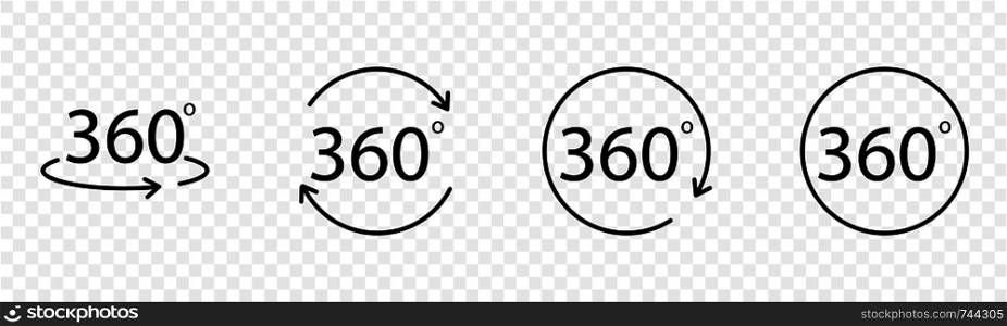 Set of 360 Degree Vector icon in flat design. Eps10. Set of 360 Degree Vector icon in flat design