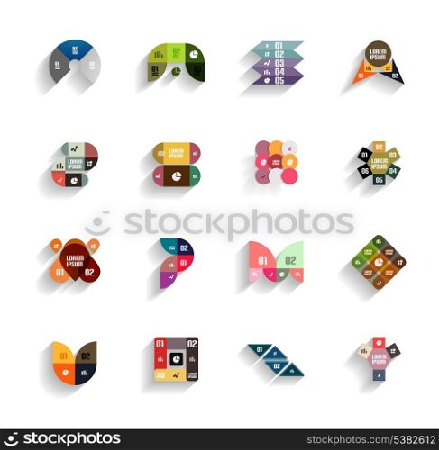 Set of 3d flat geometric abstract icons for mobile apps, business templates, web banners