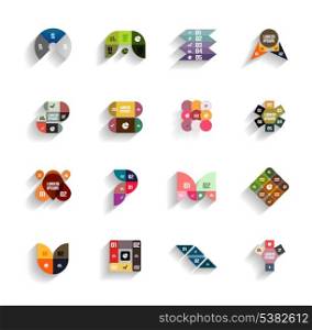 Set of 3d flat geometric abstract icons for mobile apps, business templates, web banners