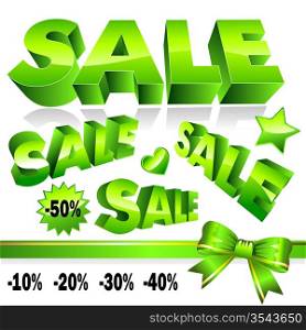Set of 3d green sale icons