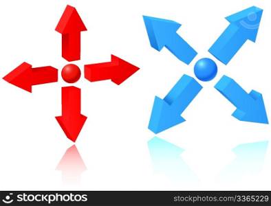 Set of 3d pointers on white bacground. Vector illustration. Elements for you design.