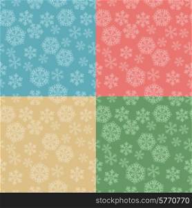 Set of 4 Christmas seamless pattern with snowflakes.