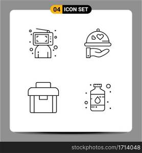 Set of 4 Commercial Filledline Flat Colors pack for blogger, briefcase, online, love, portfolio Editable Vector Design Elements