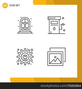 Set of 4 Commercial Filledline Flat Colors pack for home, gear, energy, power, album Editable Vector Design Elements