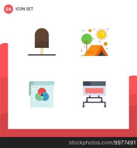 Set of 4 Commercial Flat Icons pack for and, brusher, kitchen, outdoor, wallpaper Editable Vector Design Elements