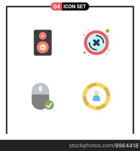 Set of 4 Commercial Flat Icons pack for audio, computers, monitor, cross, devices Editable Vector Design Elements