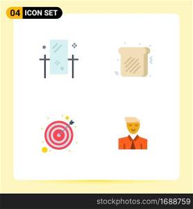 Set of 4 Commercial Flat Icons pack for beauty, strategy, mirror, sweet, goal Editable Vector Design Elements