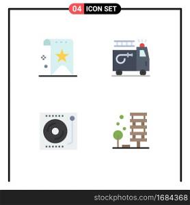 Set of 4 Commercial Flat Icons pack for bookmark, devices, rank, clipart, music Editable Vector Design Elements