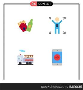 Set of 4 Commercial Flat Icons pack for bottle, application, business, bike, mobile Editable Vector Design Elements