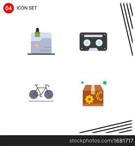 Set of 4 Commercial Flat Icons pack for business, bicycle, technology, audiotape, walk Editable Vector Design Elements