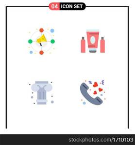 Set of 4 Commercial Flat Icons pack for circle, column, marketing, medical, call Editable Vector Design Elements