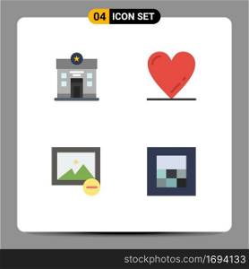 Set of 4 Commercial Flat Icons pack for city, photo, stare, love, wireframe Editable Vector Design Elements