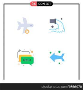 Set of 4 Commercial Flat Icons pack for flight, waste, transport, pollution, communication Editable Vector Design Elements