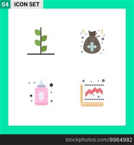 Set of 4 Commercial Flat Icons pack for forest, child, tree, christmas, diagram Editable Vector Design Elements