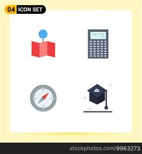 Set of 4 Commercial Flat Icons pack for location, direction, pin, device, gps Editable Vector Design Elements