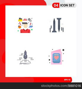 Set of 4 Commercial Flat Icons pack for manager, publish, consultant, diy, shuttle Editable Vector Design Elements