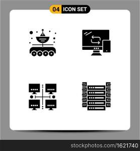 Set of 4 Commercial Solid Glyphs pack for antenna, area, parabola, mobile, local Editable Vector Design Elements