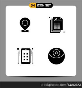 Set of 4 Commercial Solid Glyphs pack for location, health, marker, point, record Editable Vector Design Elements