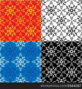Set of 4 different colors seamless textures - vintage ornamental patterns